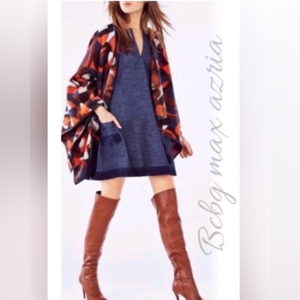 Blue Fringe Tunic Dress